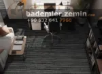 Açık Çizgili Füme Rulo Karo Halı